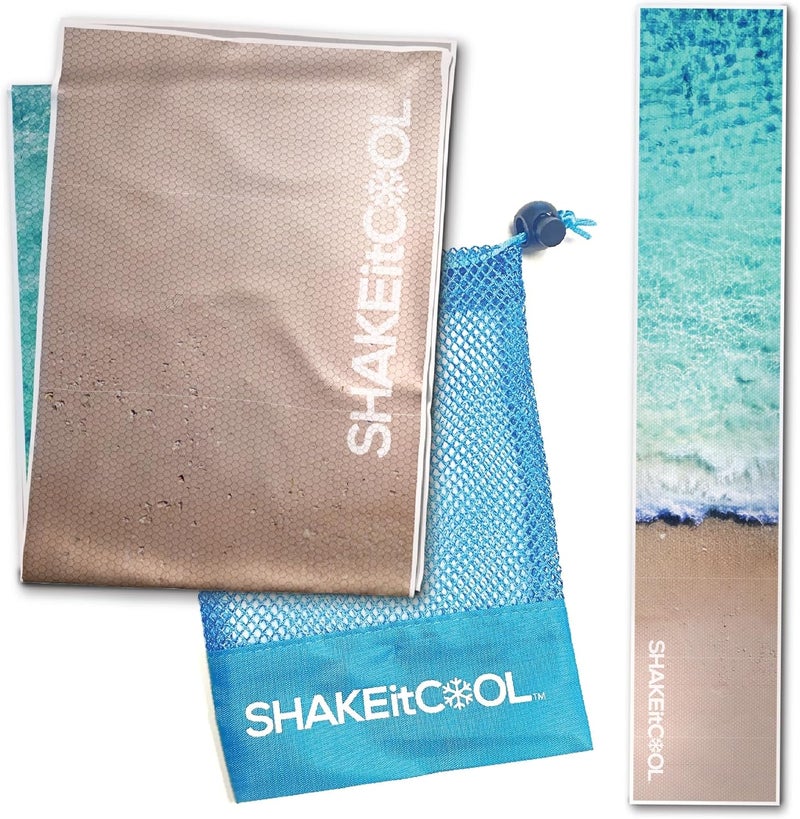 SHAKEitCOOL Original Cooling Towel – Be Cool in Style - Heat Relief, Soft, Lightweight, Sun Protection, Easy Clean - Perfect for Biking, Running, Yoga, Gym, Gardening - Beach - Image 1